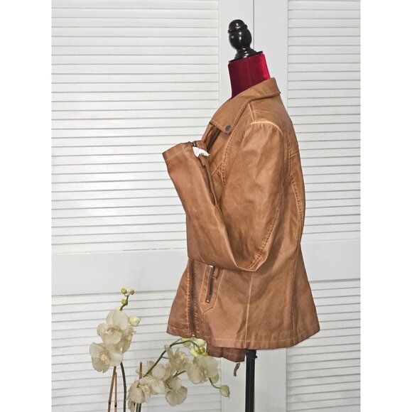 NWT Max Studio Women's Camel/Brown Faux Leather Jacket Size XL 089 - Picture 7 of 13